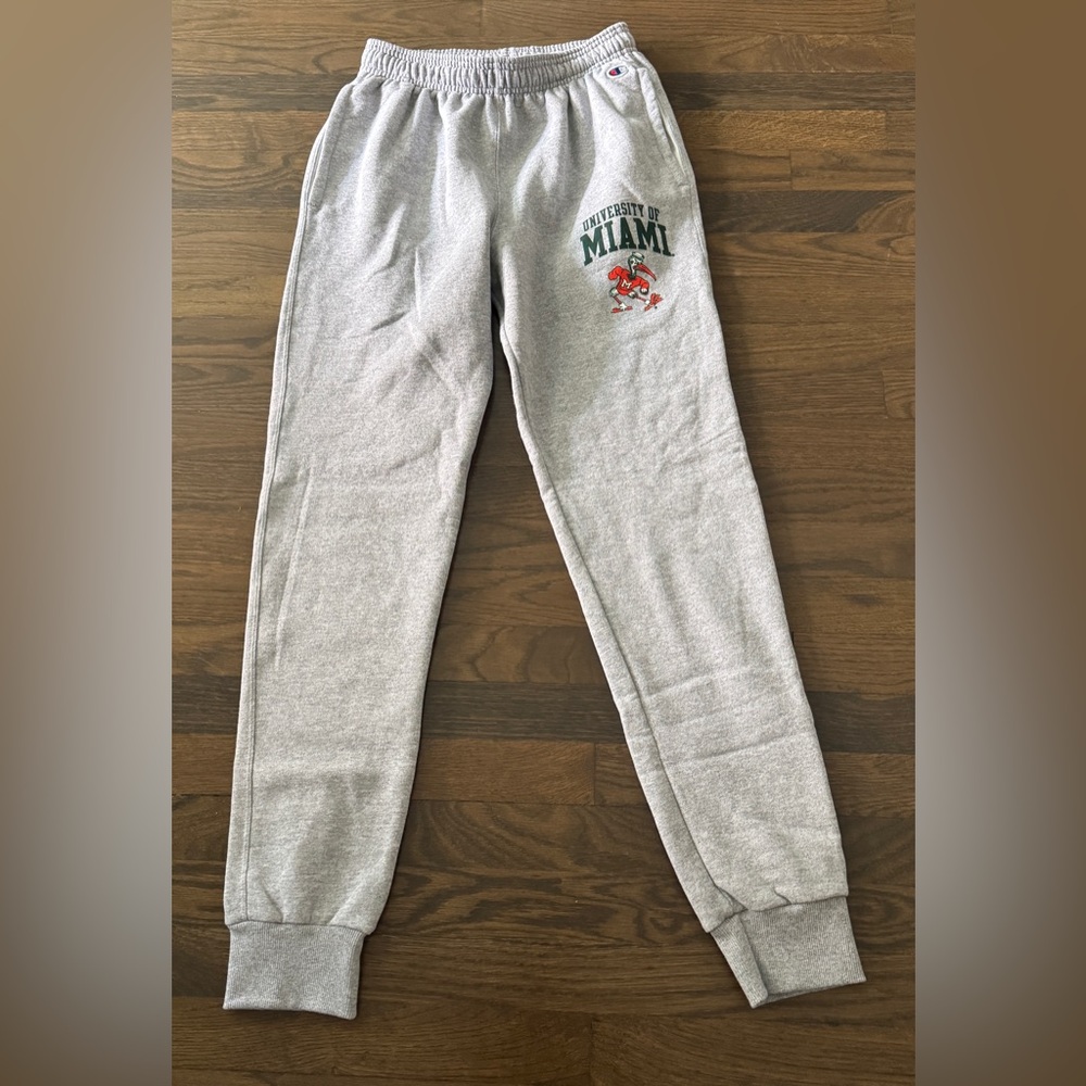 Champion Women's Gray Sweatpants with Miami Logo, Size S